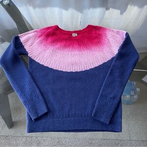 SI-IAE Womens 100% Cashmere Striped Sweater Size S Colorful Ombré Luxe Nautical